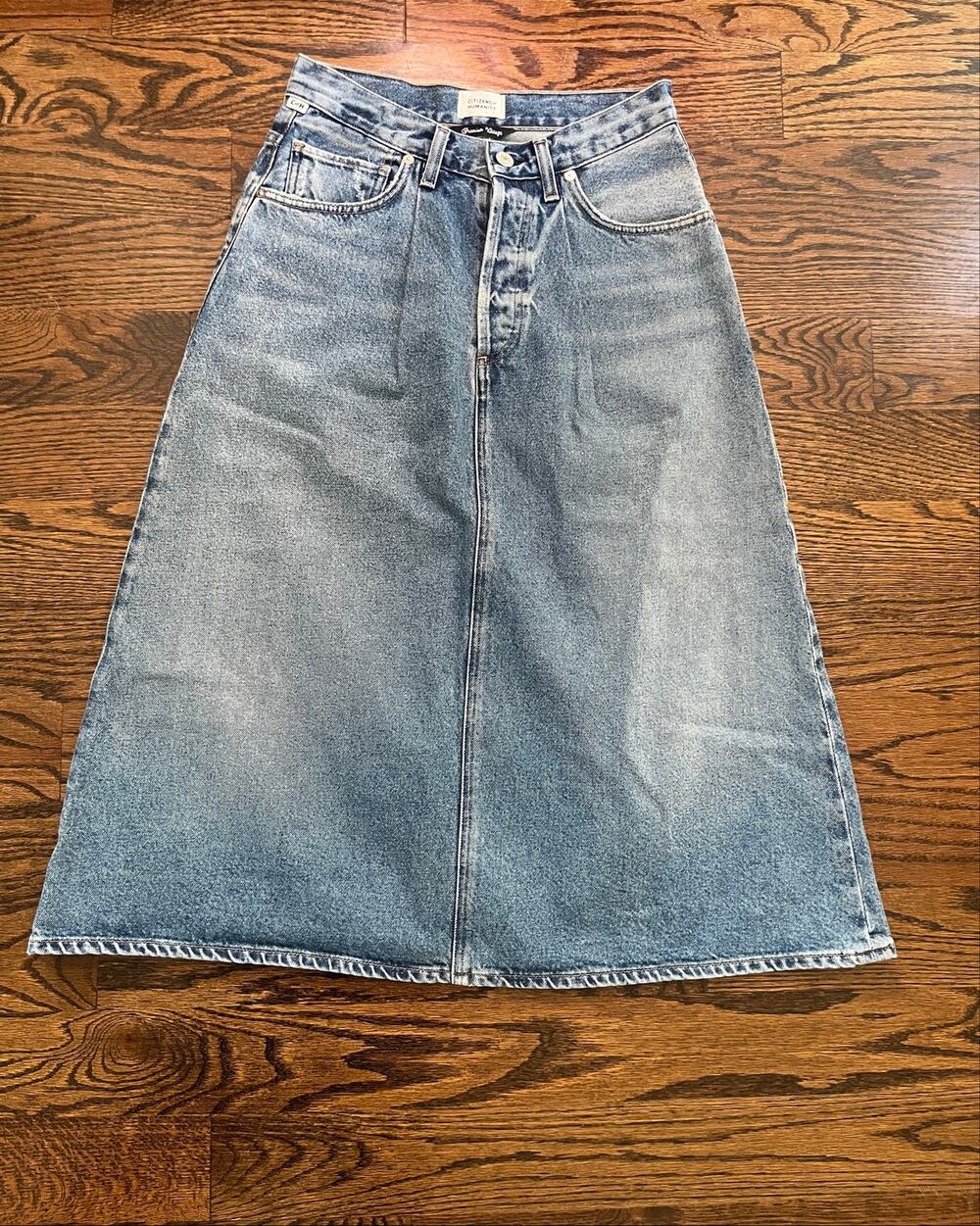 Citizens of Humanity denim pleated midi skirt Sz. 27 blue